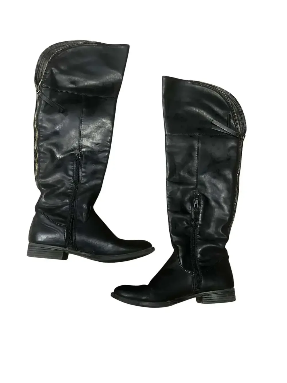 Target Women's Black Faux Leather Over-The-Knee Boots with Side Zip